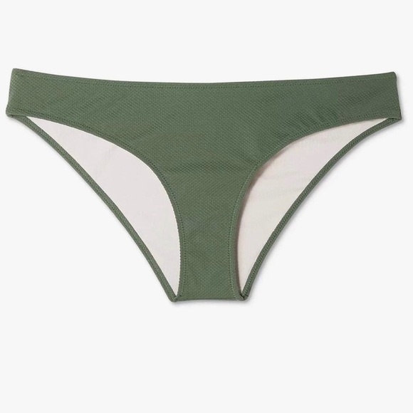 SHADE & SHORE Textured Cheeky Bikini Bottoms Palm Green L - Picture 3 of 5